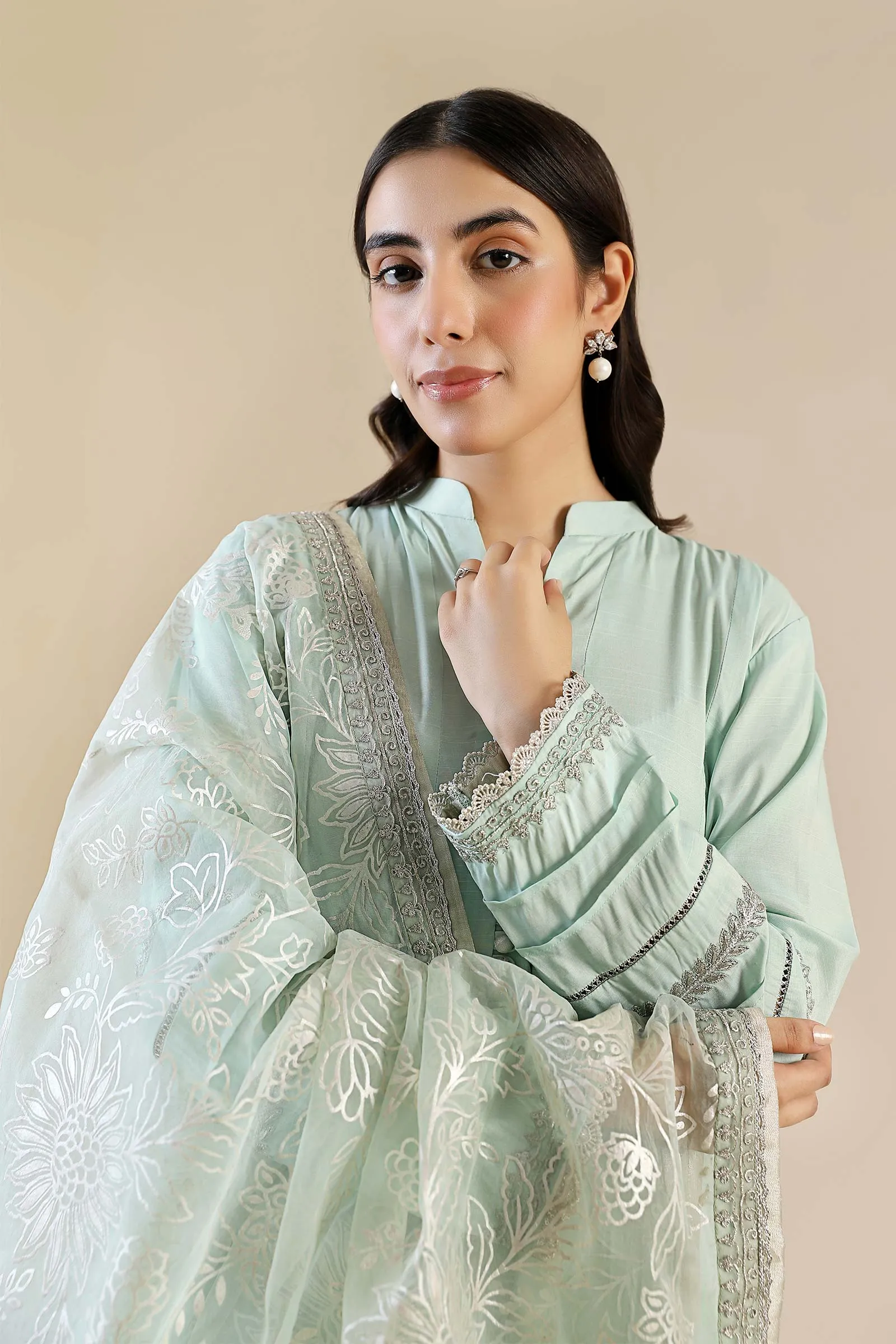 2 Pc Embroidered Raw Silk Suit | MB-F24-605