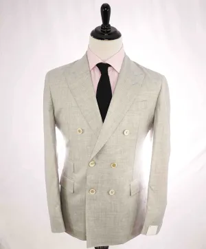 $2,495 ELEVENTY - DOUBLE-BREASTED Wool/Silk Light Gray Suit - 40US (50EU)