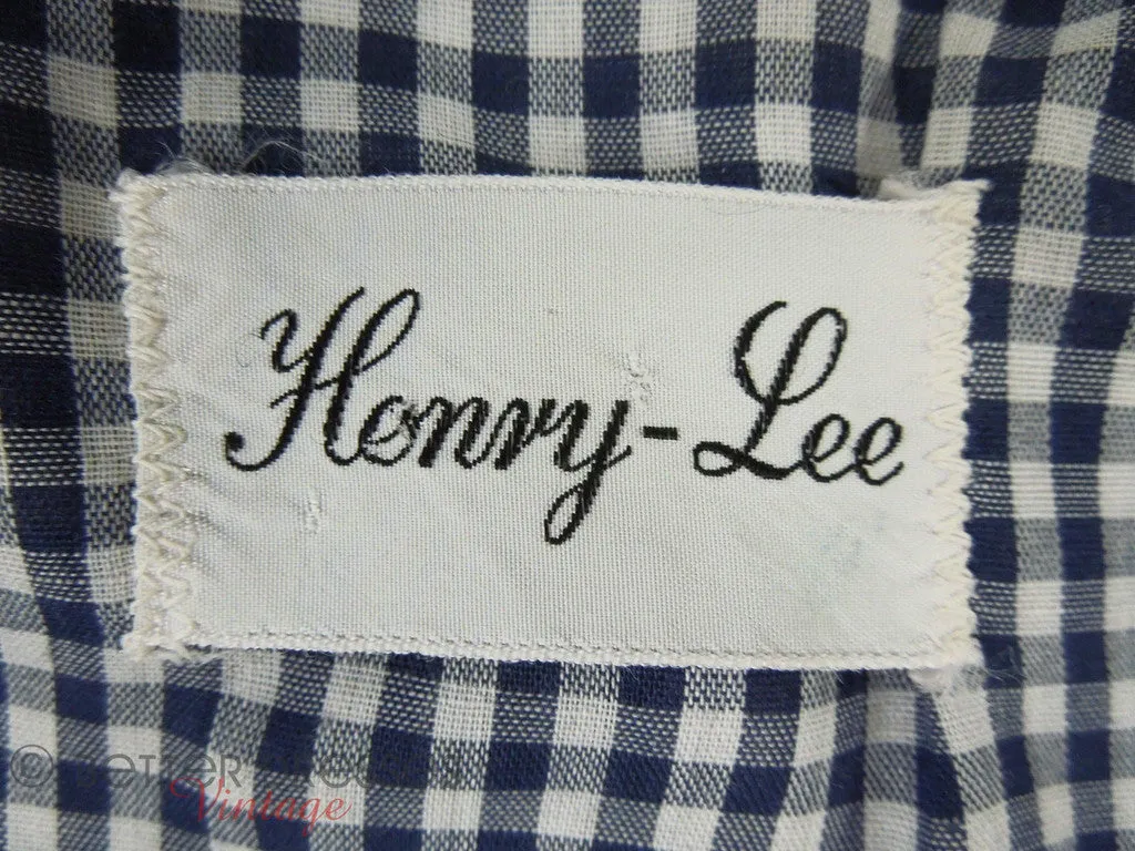 50s/60s Navy Gingham Shirtwaist Day Dress