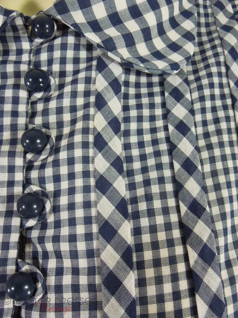 50s/60s Navy Gingham Shirtwaist Day Dress