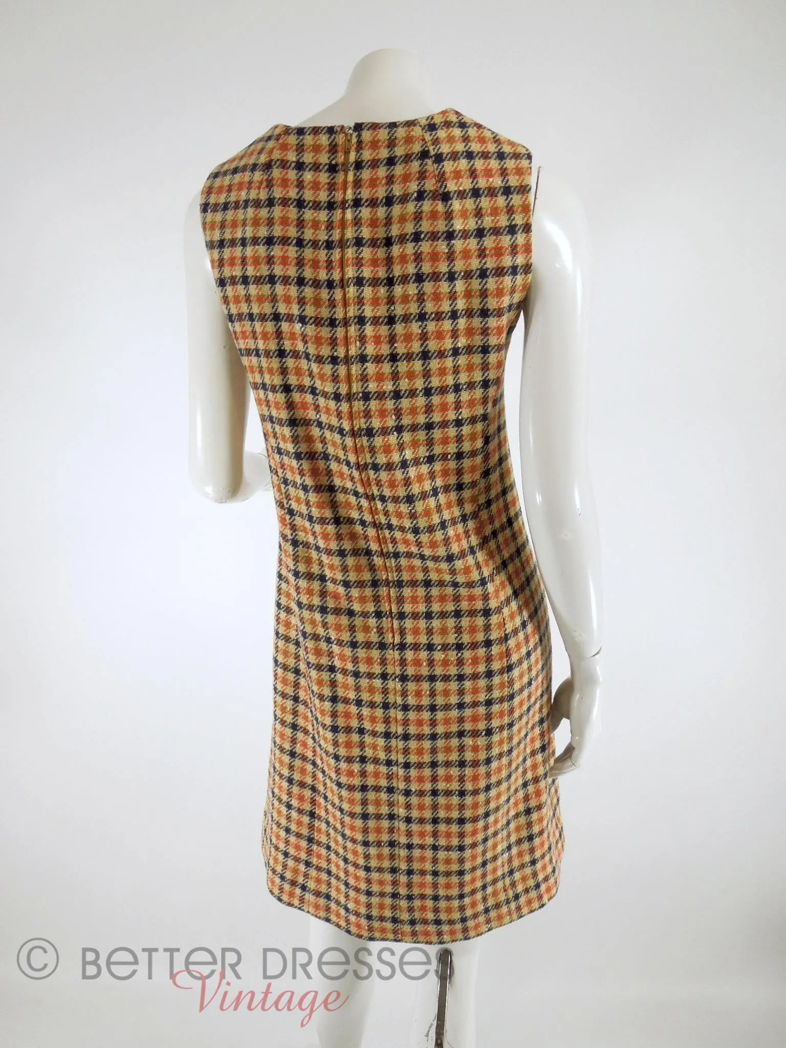 60s Plaid Tweed Dress & Coat Set