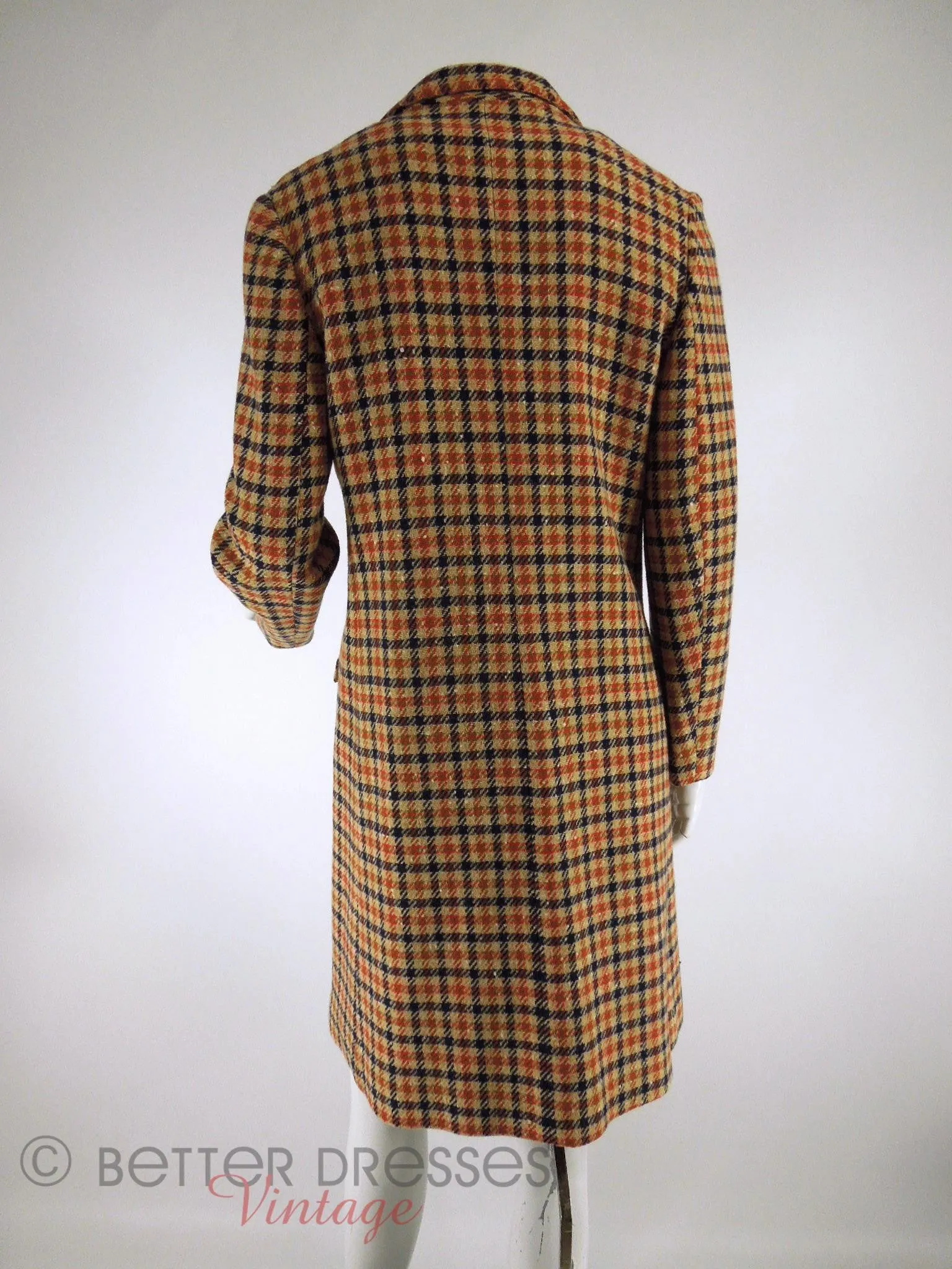 60s Plaid Tweed Dress & Coat Set