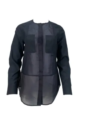 9/15 Women's Navy Lightweight Long Sleeve Blouse #72T NWT
