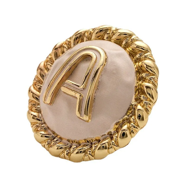 A Letter Gold and Silver Metal Shank Button 5pcs