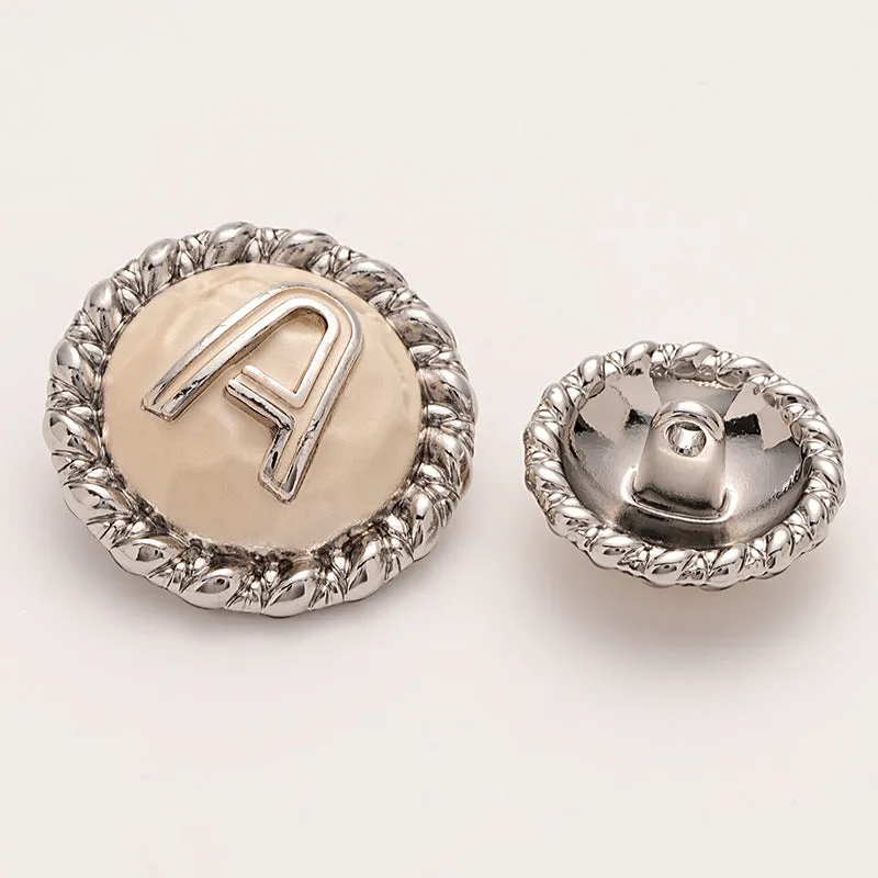 A Letter Gold and Silver Metal Shank Button 5pcs