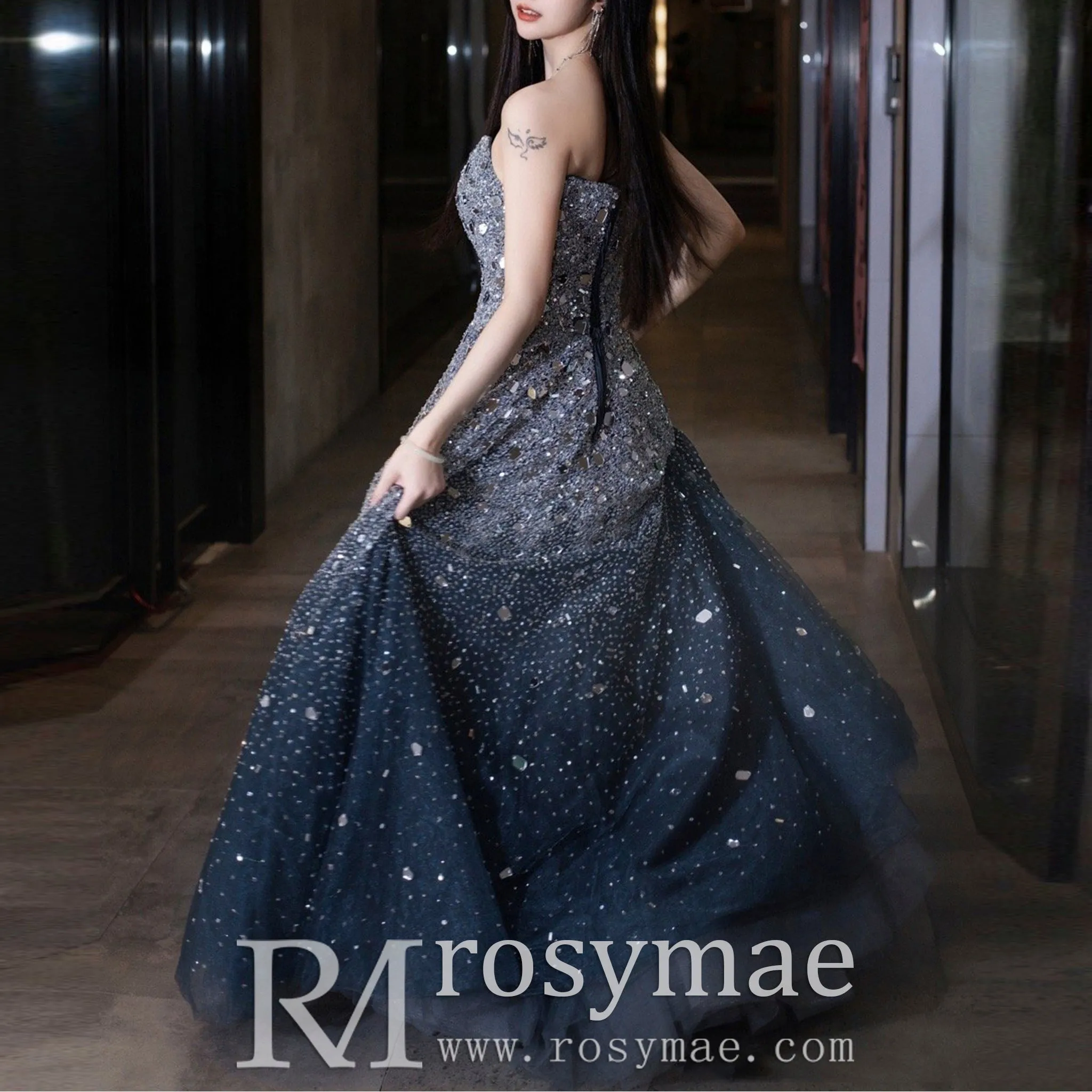 A-line Sparkly Evening Dresses Party Gowns with Sweetheart Neck