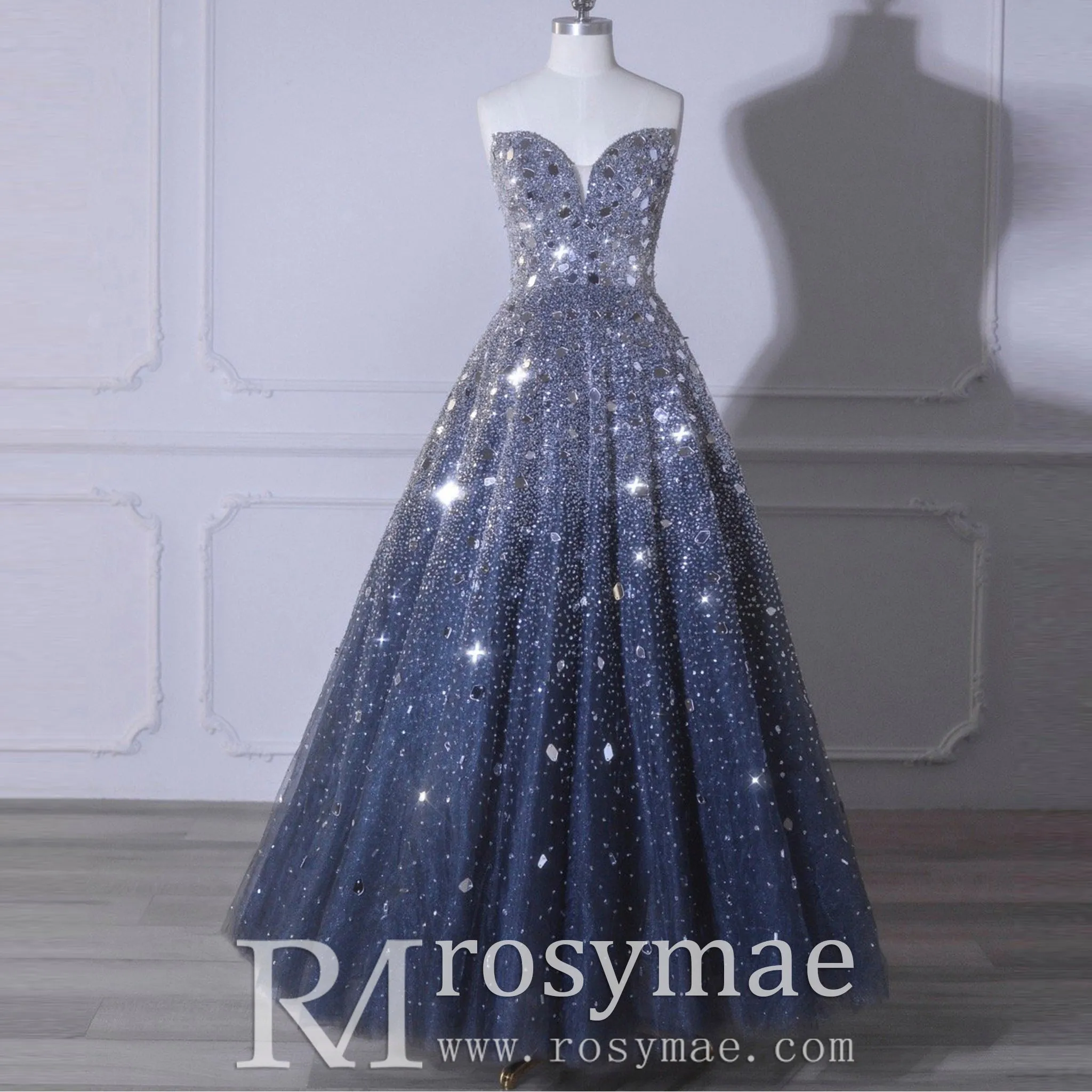 A-line Sparkly Evening Dresses Party Gowns with Sweetheart Neck