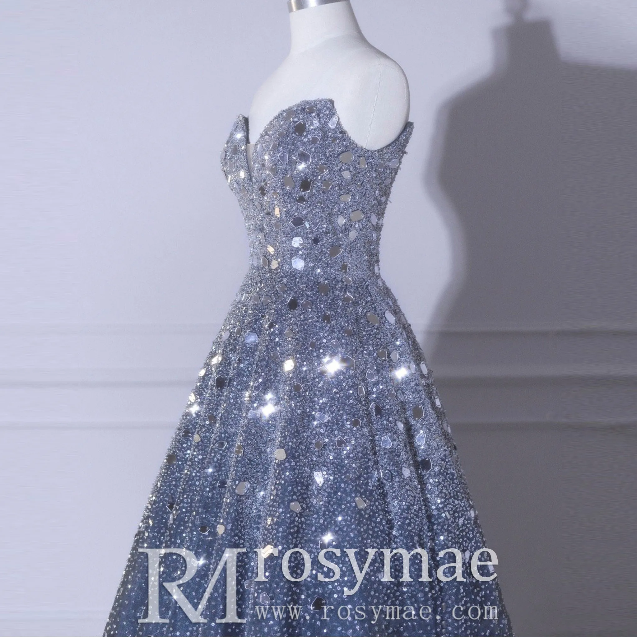 A-line Sparkly Evening Dresses Party Gowns with Sweetheart Neck