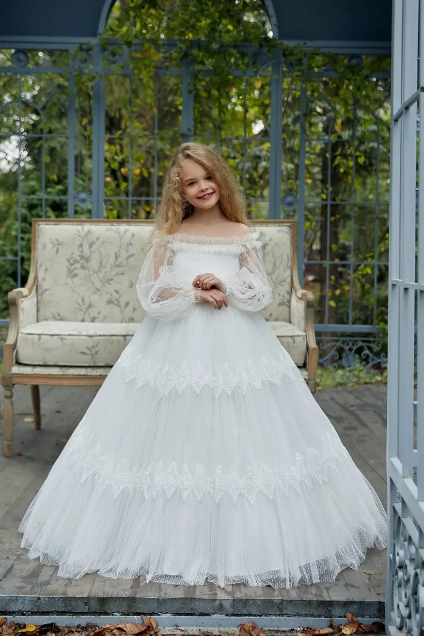 AB035 Off shoulder Girls Dress