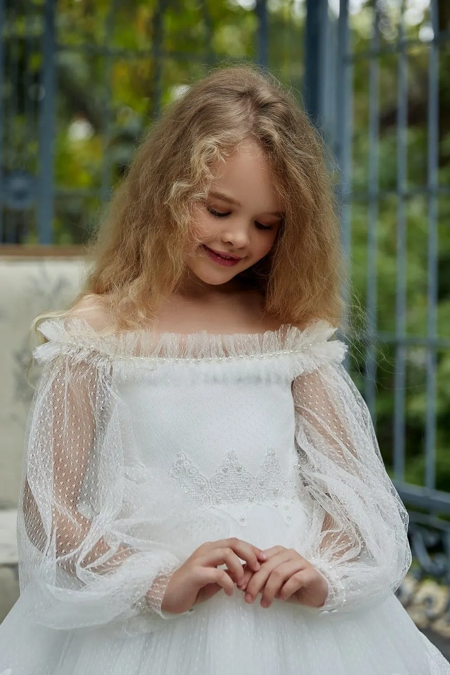 AB035 Off shoulder Girls Dress
