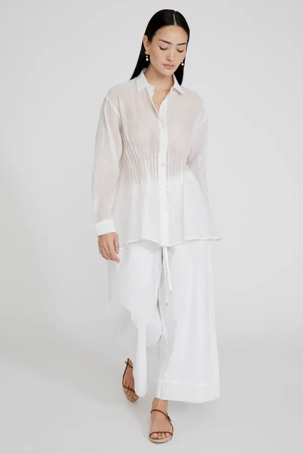 ALLISON PINTUCKED BLOUSE - WHITE
