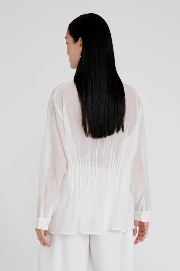 ALLISON PINTUCKED BLOUSE - WHITE