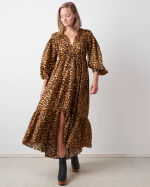amelie draw long dress - leopard