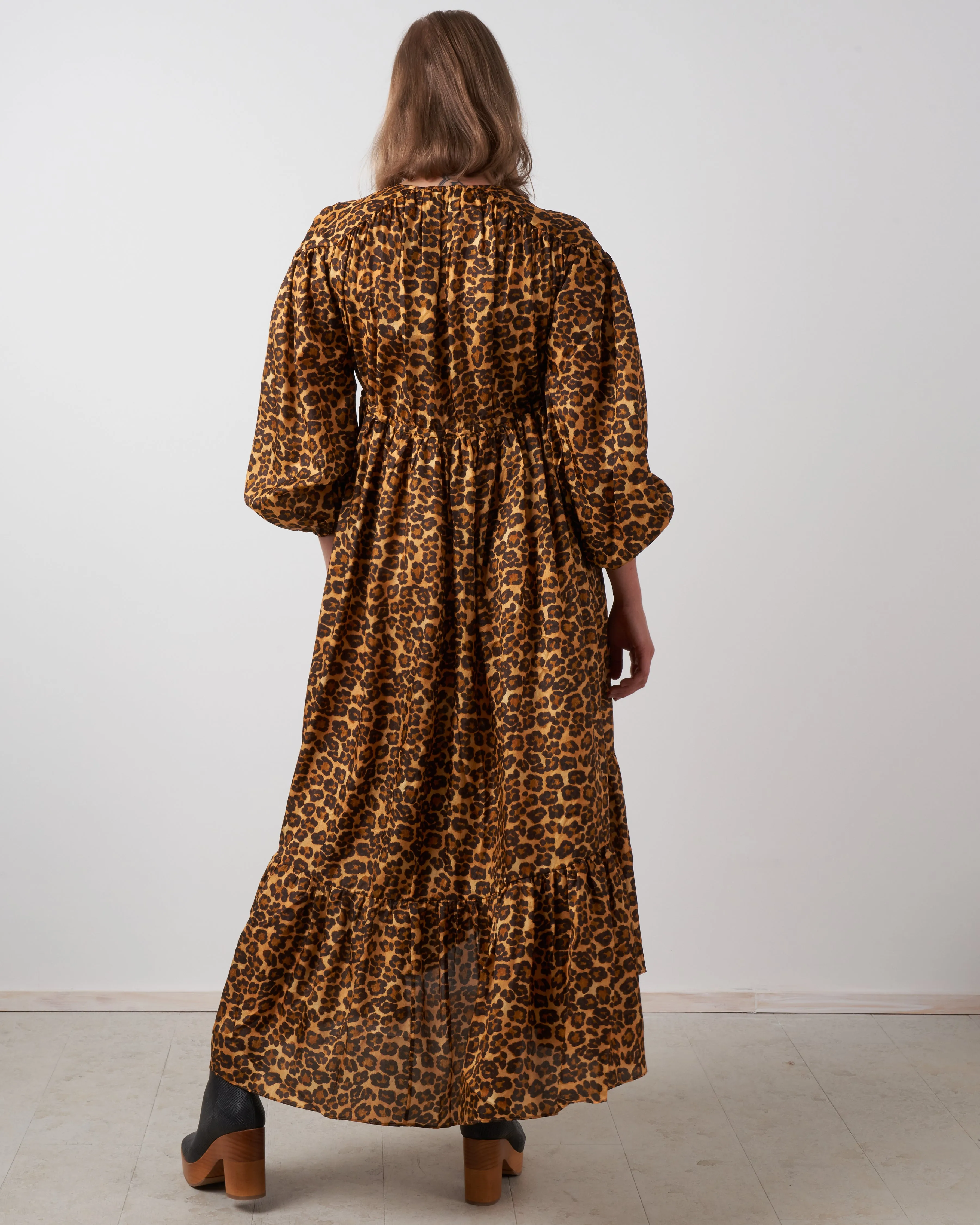 amelie draw long dress - leopard
