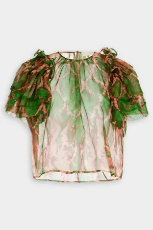 Annemarie Silk Organza Top in Serpentine