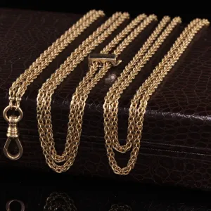 Antique Victorian 14K Yellow Gold Cable Link Chain Necklace - 67 Inches