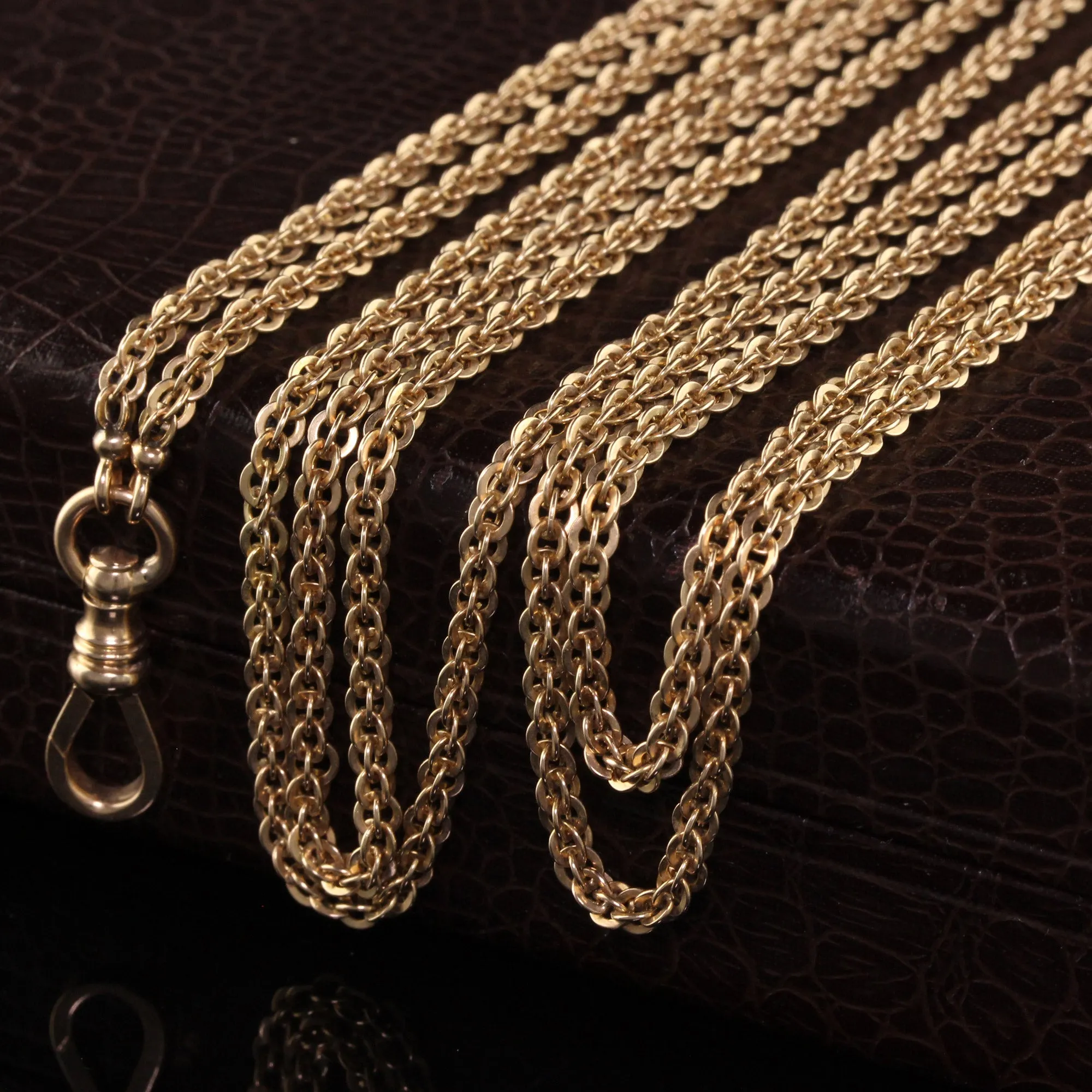 Antique Victorian 14K Yellow Gold Cable Link Chain Necklace - 67 Inches