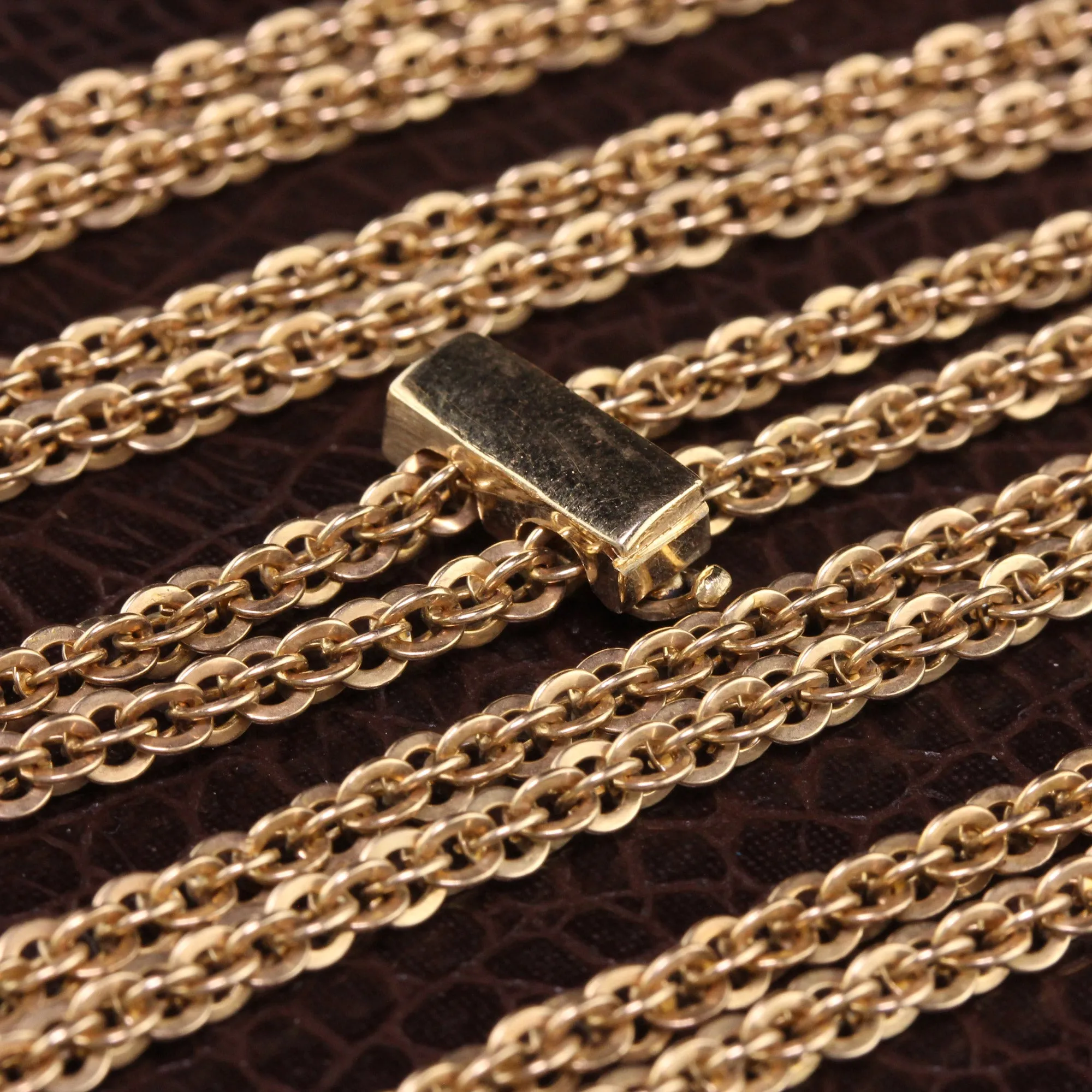 Antique Victorian 14K Yellow Gold Cable Link Chain Necklace - 67 Inches