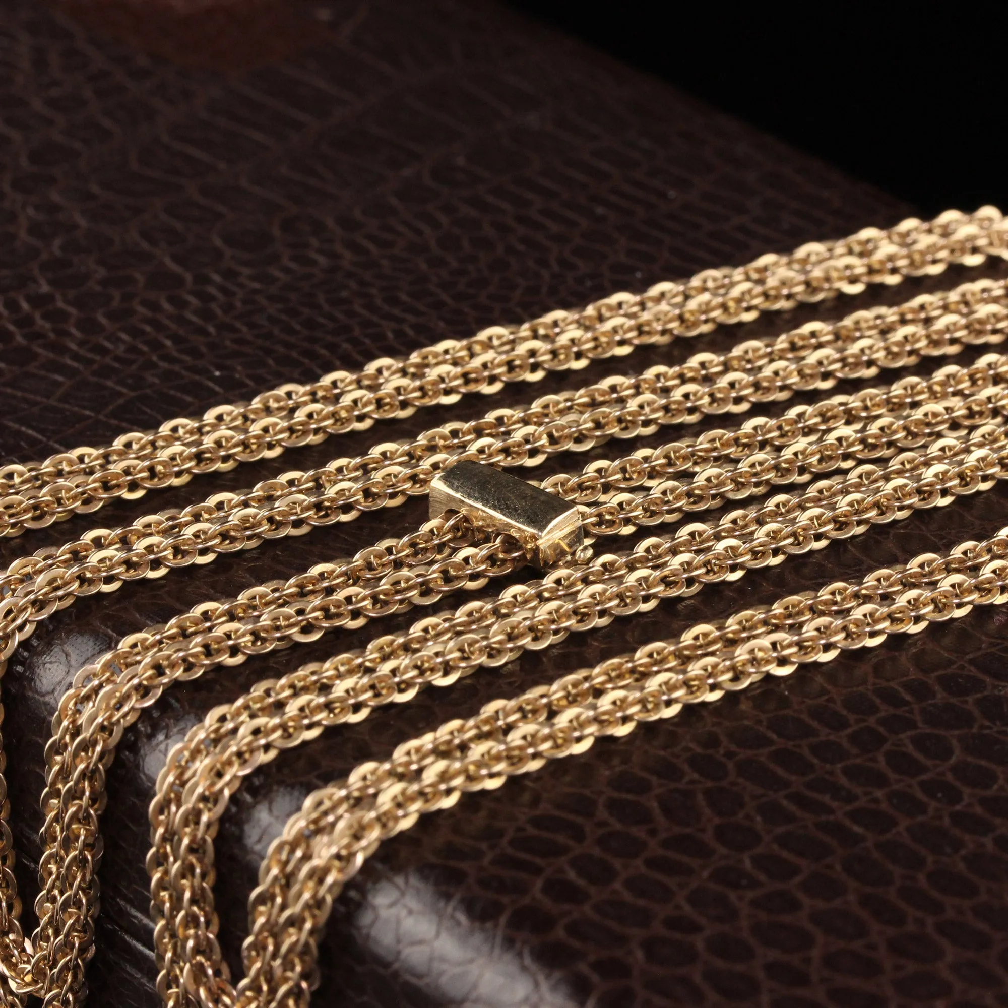 Antique Victorian 14K Yellow Gold Cable Link Chain Necklace - 67 Inches