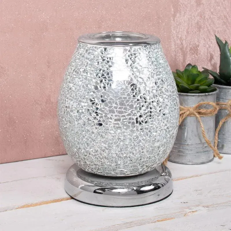 Aroma Lamp Oil Burner Wax Melt Multi Led Silver Mosaic