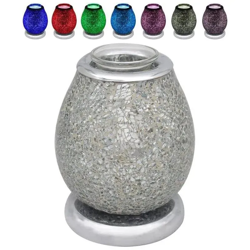 Aroma Lamp Oil Burner Wax Melt Multi Led Silver Mosaic