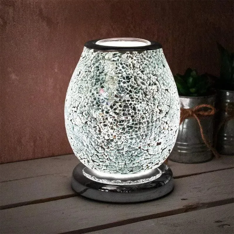 Aroma Lamp Oil Burner Wax Melt Multi Led Silver Mosaic