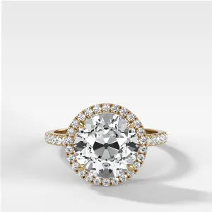 Aurora Pavé Halo Ring With Old Euro Cut