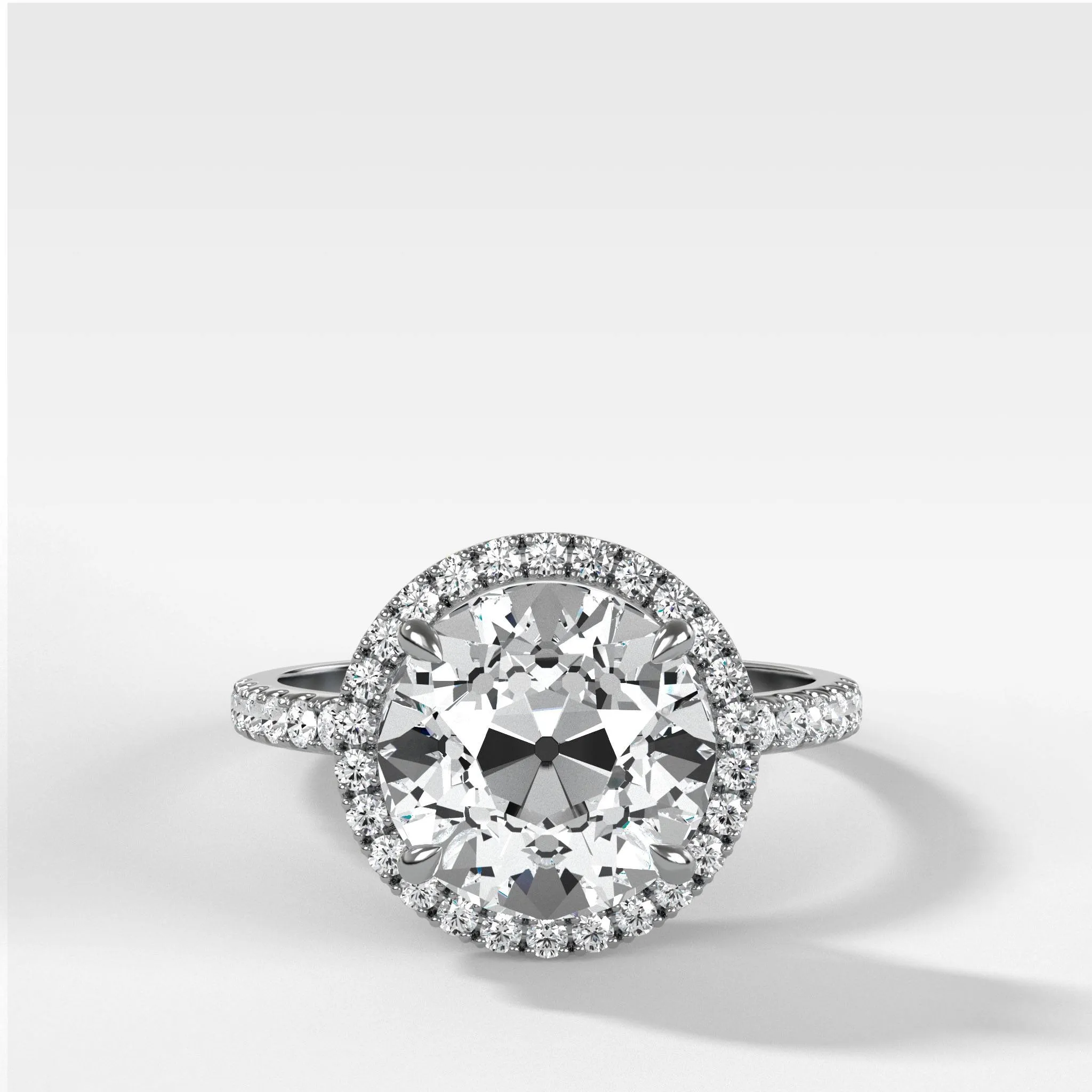 Aurora Pavé Halo Ring With Old Euro Cut