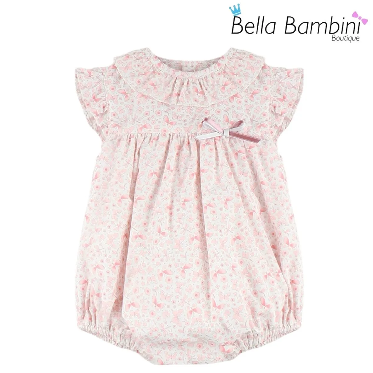 Baby Ferr Baby Girls Pink Butterfly Print Romper