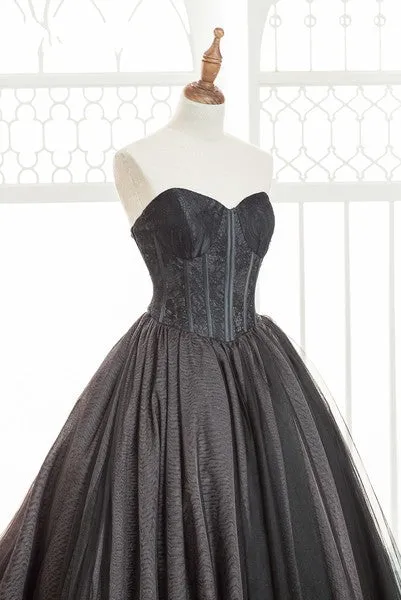 Ball Gown Sweetheart Black Wedding Dress