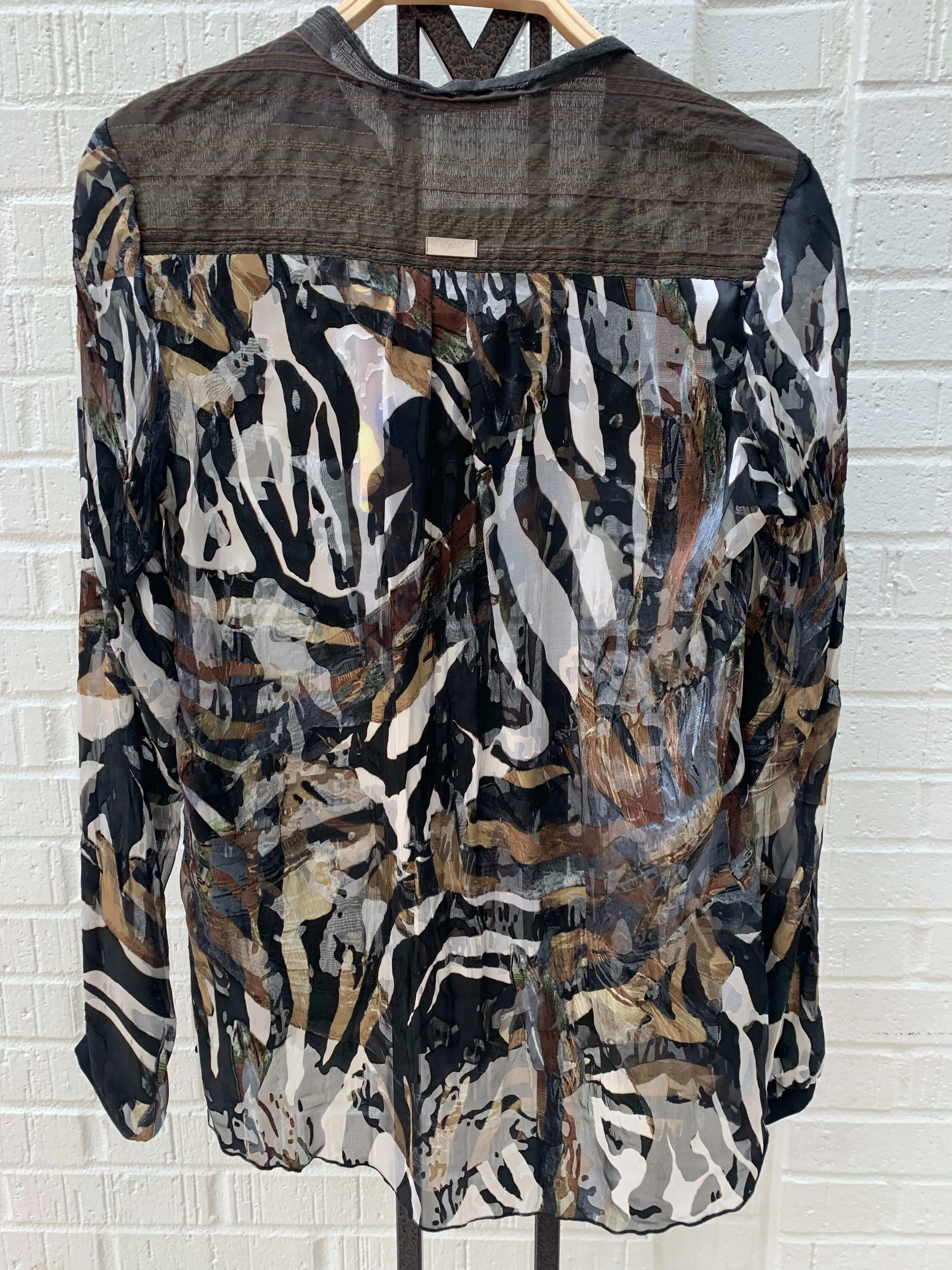 Beate Black Camouflage Top