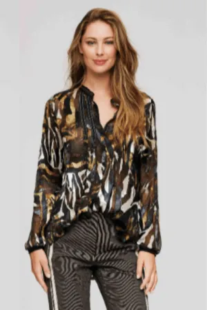 Beate Black Camouflage Top