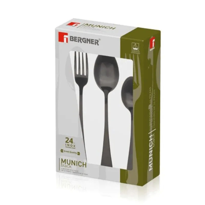 Bergner Cutlery Black Matt Stainless Steel 24 Piece