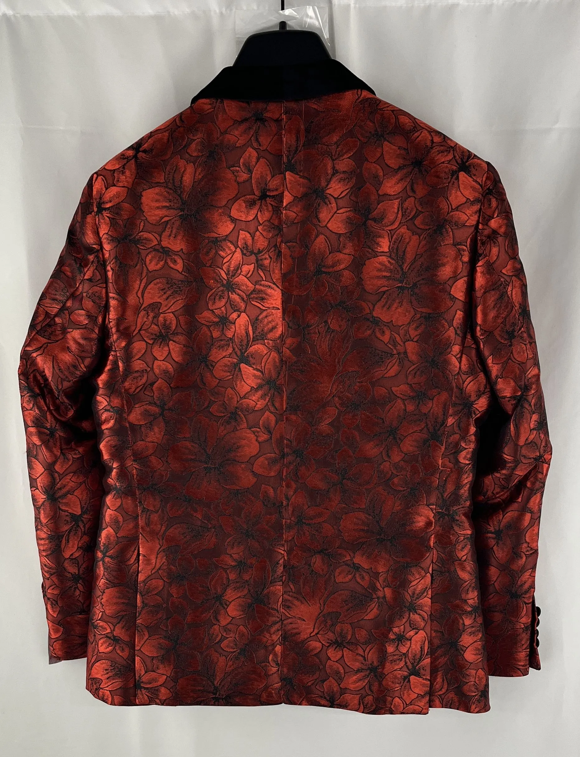 Bespoke Tazzio Red Floral Single Breasted Dinner Jacket Men Size S NWT MSRP $385