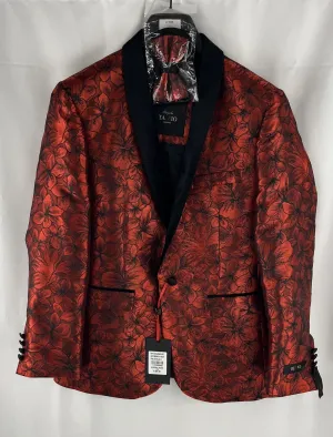 Bespoke Tazzio Red Floral Single Breasted Dinner Jacket Men Size S NWT MSRP $385