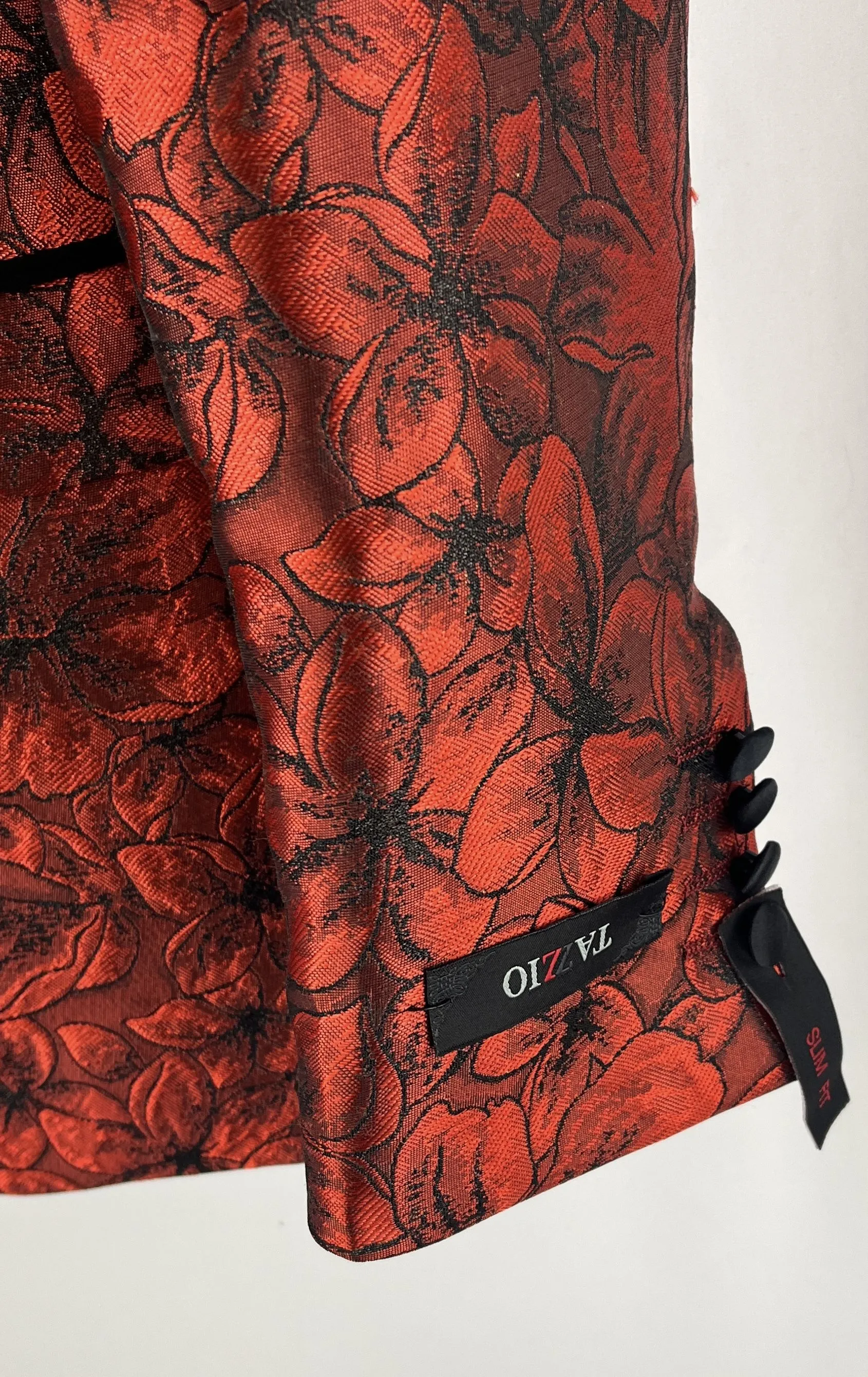 Bespoke Tazzio Red Floral Single Breasted Dinner Jacket Men Size S NWT MSRP $385