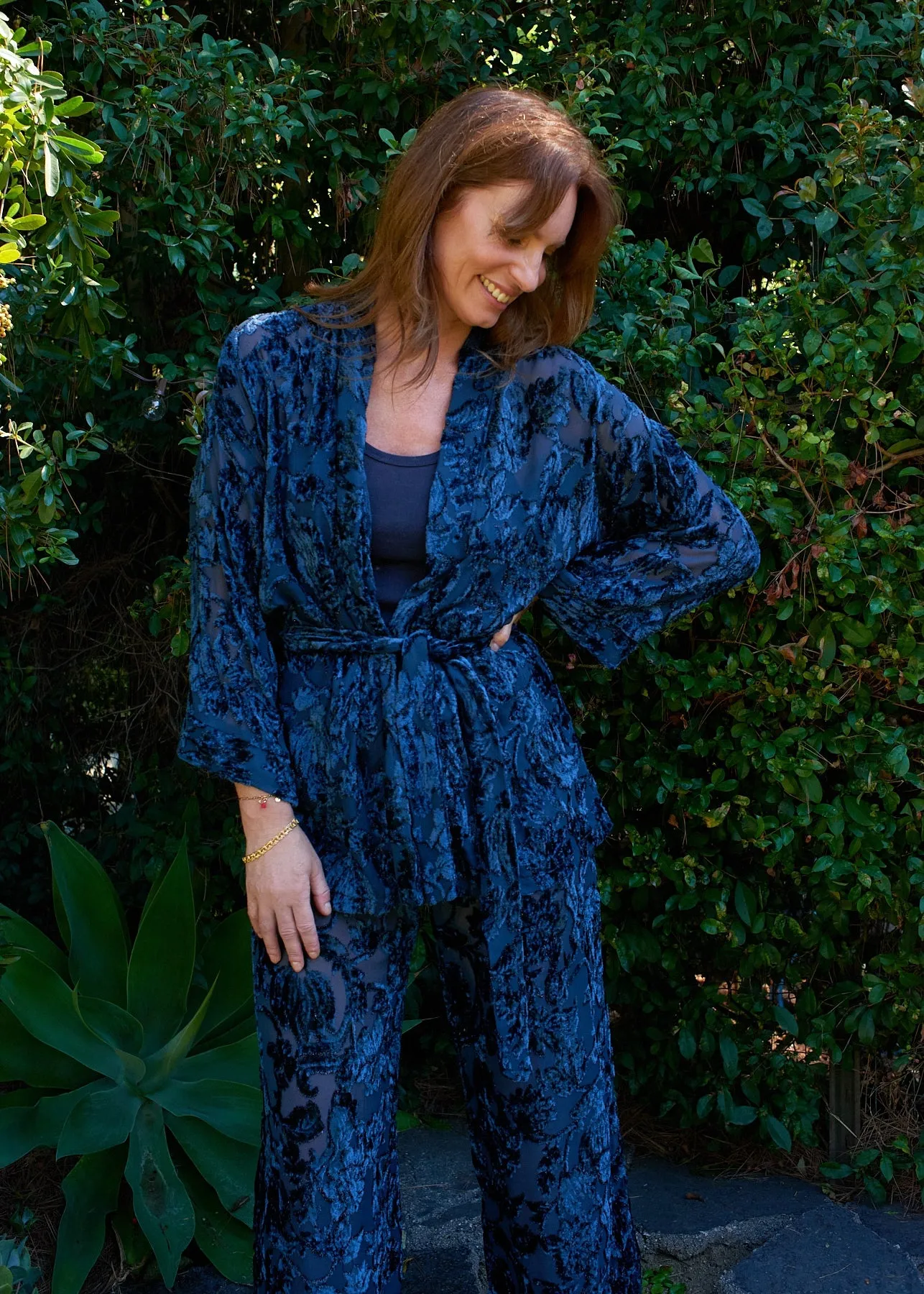 Bianca Kimono Top in Midnight Velvet