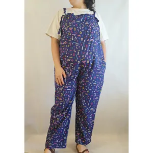 Billie Loveday second hand purple print spagetti strap oversize jumpsuit size L (best fits 14)