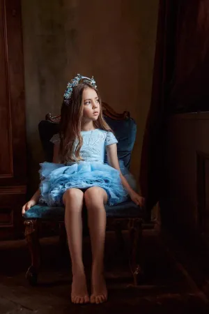 Birthday Girl Blue Tutu Dress with a Bow