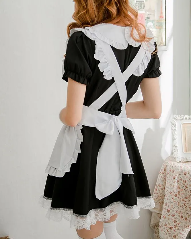 Black and White Open Chest Maid Dress SD00361