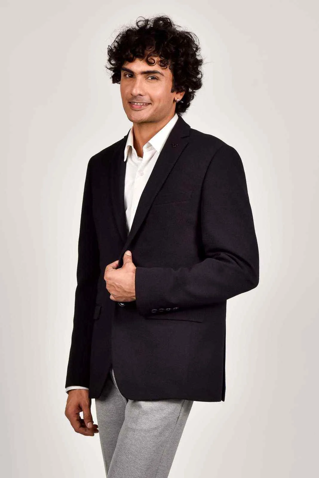 Black Knitted Formal Blazer