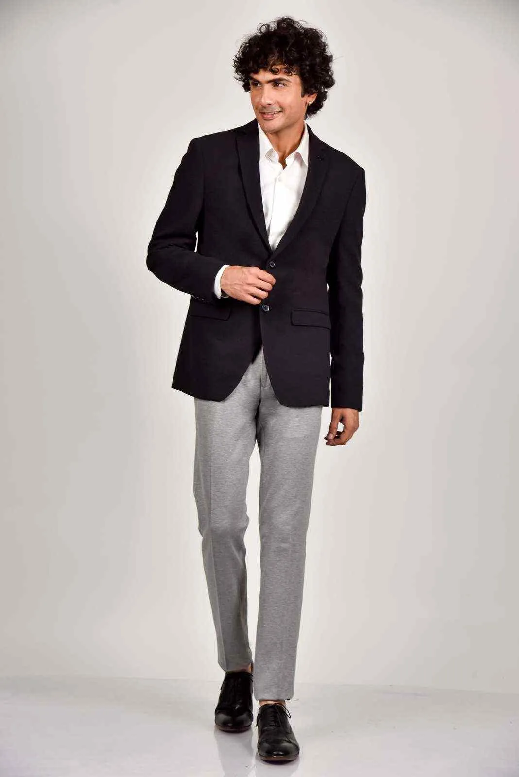 Black Knitted Formal Blazer