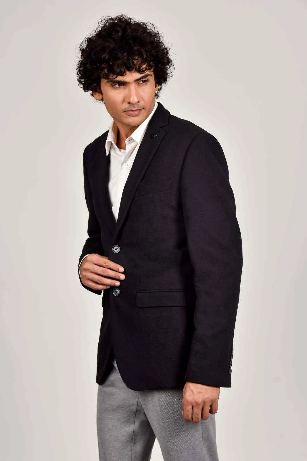 Black Knitted Formal Blazer