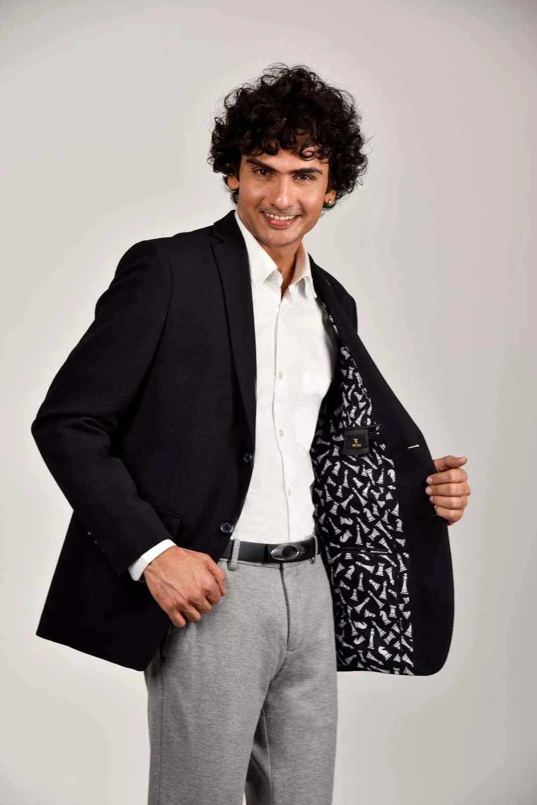 Black Knitted Formal Blazer