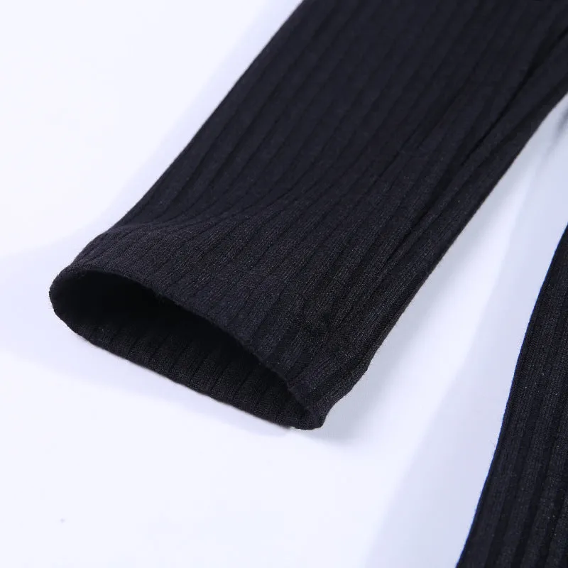 Black Pit Strip Back Strap Skirt Female Autumn Open Back Round Neck Strap with Solid Color