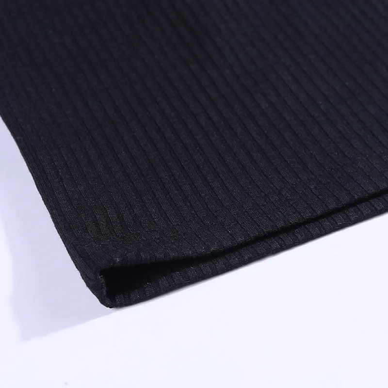 Black Pit Strip Back Strap Skirt Female Autumn Open Back Round Neck Strap with Solid Color