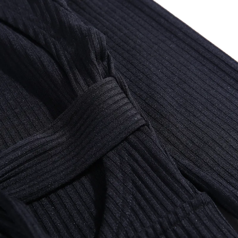Black Pit Strip Back Strap Skirt Female Autumn Open Back Round Neck Strap with Solid Color