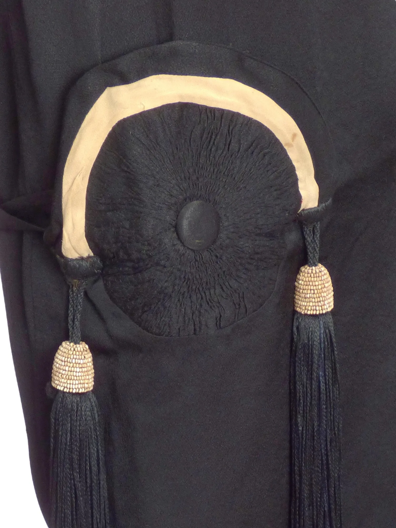 BLANCHE LEBOUVIER- 1920s Black Silk Tassel Dress, Size 2