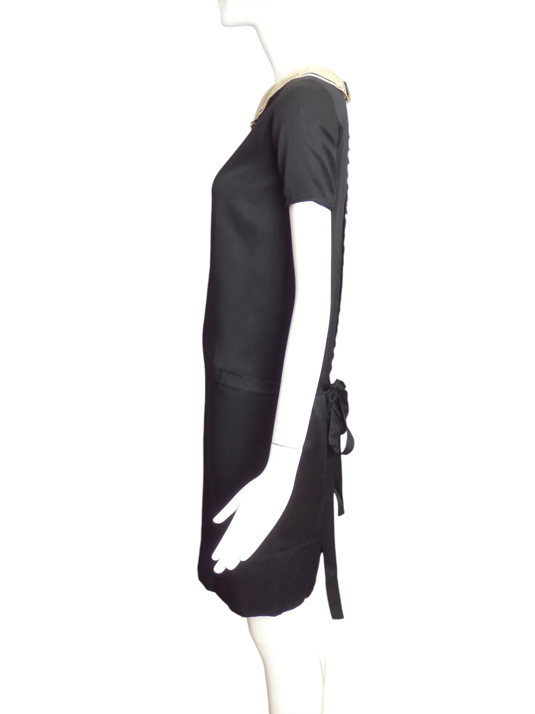 BLANCHE LEBOUVIER- 1920s Black Silk Tassel Dress, Size 2