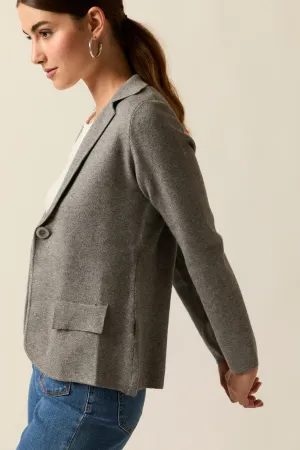 Blazer punto cierre botón gris